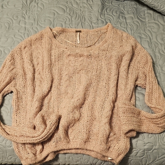 Free People Cream Crew Neck Sweater Plush Texture - Picture 1 of 4